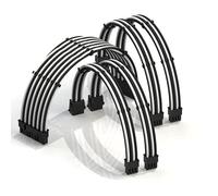 LINKUP - AVA 50cm Câble d’Extension PSU w/Manchon | Conception Personnalisable l’Alimentation GPU | Tressés w/Kit Peignes pour Câbles | 1x24P (20+4)| 2x8P (4+4) CPU| 2x8P (6+2) GPU| 500mm Blanc Noir