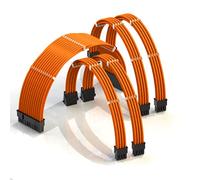 LINKUP - AVA 50cm Câble d’Extension PSU w/Manchon | Conception Personnalisable l’Alimentation GPU | Tressés w/Kit Peignes pour Câbles | 1x24P (20+4) | 2x8P (4+4) CPU | 2x8P (6+2) GPU | 500mm - Orange