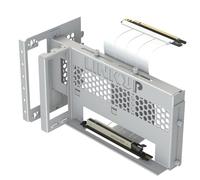 LINKUP - AVA5 Armour Câble Riser PCIE 5.0 Coudé à droite 18cm avec support | (Longueur totale 22cm) Support Carte Graphique Réglable Anti-Affaissement, Compatible Boîtiers PC 7 Slots PCIe