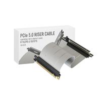 LINKUP - AVA5 Armour Câble Riser PCIE 5.0 | Prêt pour RTX5090 RX9070 GPU | Vitesse x16 128Go/s | Compatible avec PCIe 4.0 & WRX80/WRX90E | Angle droit, Blanc 20cm (Longueur totale 24cm)