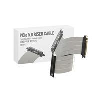 LINKUP - AVA5 Armour Câble Riser PCIE 5.0 | Prêt pour RTX5090 RX9070 GPU | Vitesse x16 128Go/s | Compatible avec PCIe 4.0 & WRX80/WRX90E | Angle Gauche, Blanc 60cm (Longueur totale 64cm)