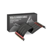 LINKUP - AVA5 Armour Câble Riser PCIE 5.0 | Prêt pour RTX5090 RX9070 GPU | Vitesse x16 128Go/s | Compatible avec PCIe 4.0 & WRX80/WRX90E | Angle Gauche, Noir 40cm (Longueur totale 44cm)