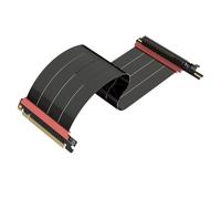 LINKUP - AVA5 Câble Riser PCIE 5.0 | Prêt pour RTX5090 RX9070 GPU | Vitesse x16 128Go/s | Compatible avec PCIe 4.0 & WRX80/WRX90E | Angle Gauche, Noir 28cm (Longueur Totale 32cm)