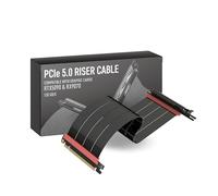 LINKUP - AVA5 Câble Riser PCIE 5.0 | Prêt pour RTX5090 RX9070 GPU | Vitesse x16 128Go/s | Compatible avec PCIe 4.0 & WRX80/WRX90E | Angle Gauche, Noir 50cm (Longueur totale 54cm)