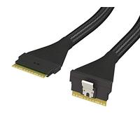 LINKUP Câble Slim SAS SFF-8654 8i Droit vers SFF-8654 8i Droit Up 24 Gbps Haute Vitesse SAS 4.0/PCIe 4.0 pour Application PCIe 85 ohms (NVMe SSD Slimline) 32AWG Gaine tressée - 75cm