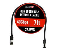 LINKUP - [Certificado 40Gbps Cable de Conexión Ethernet Cat8 Doble Blindaje┃2000MHz (2GHz) Cat8.1┃Cables LAN Prueba del Futuro Compatibles con Cat7A Cat7 Cat6A Redes 25G 10G 1G┃Negro┃7ft (2.1m)