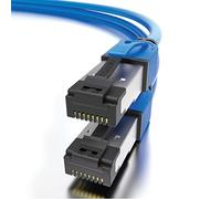 LINKUP - [Certificado 40Gbps Cable de Conexión Ethernet Cat8 Doble Blindaje┃2000MHz (2GHz) Cat8.1┃Cables LAN Prueba del Futuro Compatibles con Cat7A Cat7 Cat6A Redes 25G 10G 1G┃Azul┃3ft (0.9m)