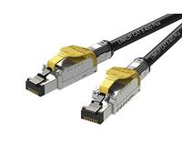 LINKUP - [GHMT & DSX8000 Certificado Cable de Conexión Ethernet Cat8 S/FTP 22AWG Cable Sólido Blindado Doble┃2000MHz 2GHz 40Gbps┃5ª Gen Ethernet LAN Red Cables de Estructura┃Negro┃1m (3.3 pies)