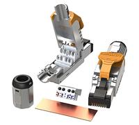 LINKUP - RJ45 Connectors Cat6A (12 Pack) Shielded Metal Die-Cast Field Modular Termination Plug | 10G Easy Internet Tool Free Plugs | For Cat6A up to 22AWG Solid Bulk S/FTP Ethernet Cable [Orange]