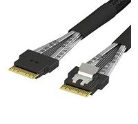 LINKUP Slim SAS SFF-8654 4i Straight to SFF-8654 4i Straight 24Gbps High Speed SAS4.0/PCIE4.0 Cable for 85ohm PCIe Application (NVMe SSD Slimline) 32AWG Sleeved Jacket -075cm