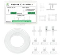 LINLAN 3M 4/6 mm de Tuyau en Silicone, Boîte de Rangement,Kit Accessoires pour Pompe à Air d'Aquarium, 2 Clapets Anti-Retour, 2 Vannes de Réglage, 8 Connecteurs, 6 Ventouses, pour Aquarium