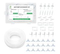 LINLAN 8M 4/6mm de Tuyau en Silicone, Boîte de Rangement DIY,Kit Accessoires pour Pompe à Air d'Aquarium, 4 Clapets Anti-Retour, 6 Valves de Réglage, 24 Connecteurs, 18 Ventouses, pour Aquariums