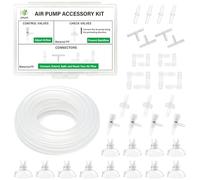 LINLAN Tuyau à Air en Silicone 5M 4/6 mm, Boîte de Rangement, Kit Accessoires pour Pompe à Air d'Aquarium, 3 Clapets Anti-Retour, 4 Vannes de Réglage, 16 Connecteurs, 12 Ventouses, pour Aquarium