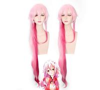 LINLINCD 100 cm Cheveux Synthétiques de Haute Qualité Couronne Guilty Yuzuriha Inori Cosplay Perruque Longue Rose Ombre Perruques pour Femmes Résistant à la Chaleur