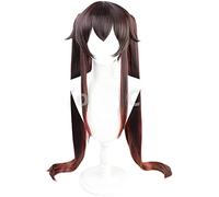 LINLINCD - 2021 Game Genshin Effet Hutao Anime Cosplay Cheveux Résistants à la Chaleur Perruques synthétiques Halloween Perruque Cap