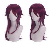 LINLINCD - Anime Coser Anime Jeu Cosplay Perruque pour Genshin Impact Rosaria Femmes Fuchsia Cheveux longs Modélisation Party Perruque Cheveux synthétiques résistants à la chaleur Pas