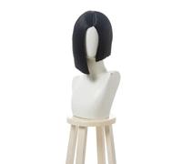 LINLINCD - Anime Coser Anime Jeu Cosplay Valorant Viper Perruque courte lisse noire Cosplay perruques résistantes à la chaleur Cheveux synthétiques pour Halloween