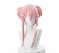 LINLINCD - Anime Coser pruik FO. Fate Grand Order Extra Cosplay Perruque Servante Caster Tamamo Non Mae Curly Pink Queue de Cheval Cheveux Synthétiques pour Adultes