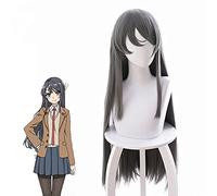 LINLINCD - Anime Coser pruik Sakurajima Mai Grey Longue perruque Cosplay Costume Seishun Buta Yarou WA Bunny Girl Senpai Non Yume WO Minai Cheveux résistants à la chaleur