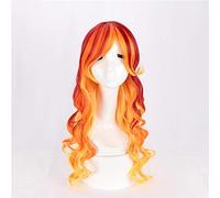 LINLINCD Anime Cosplay Perruque Femme Dégradé Long Cheveux Bouclés Rouge Dégradé Orange Cheveux Longs Européen et Américain Cosplay Boîte de Nuit Perruque Complète 68 cm