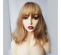 LINLINCD Anime Cosplay Perruque Longue Synthétique avec Frange Blond Mélange Brun Naturel Vague Perruques pour Femmes Blanches Cosplay Perruques Fibre Résistant à la Chaleur Lc210-3