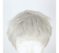 LINLINCD Cosplay Wig Blizzard Jeu Overwatch Soldat 76 Gris argenté Ultra courte Cosplay Anime Perruque Gris argenté