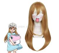 LINLINCD Cosplay wig nouvelle Anime Hataraku Saibou Cosplay Perruques Cellules au Travail ! Plaquettes PLT Cheveux synthétiques longs et lisses blonds pour filles adultes cellules au travail