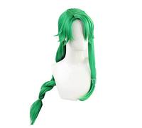LINLINCD - Effet Genshin. Perruque de cosplay Baizhu amovible Bun Baishu Vert 90 cm Long Droit Queue de Cheval Tressée Cheveux Résistant à la Chaleur Jeu de rôle