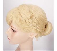 LINLINCD Haute Qualité Anime Cosplay Princesse Elsa Anna Perruque Blonde Marron Tressé Cheveux Synthétiques Halloween Costume Perruques Pour Adultes elsa Updo