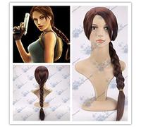 LINLINCD Lara Perruque de cosplay avec film Tomb Raider 70 cm Marron Twist Braid Cheveux synthétiques Jeu de rôle Costume Perruque + bonnet