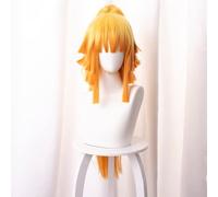 LINLINCD Perruque Anime Coser Demon Slayer Agatsuma Zenitsu/Kimetsu No Yaiba Cosplay Perruque longue queue de cheval synthétique pour filles et femmes Halloween Party
