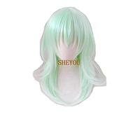 LINLINCD - Perruque Byleth avec emblème du feu - Menthe - Pour cosplay - Cheveux synthétiques bouclés - Vert clair - Avec bonnet - Vert clair - Taille unique