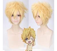 LINLINCD Perruque Cosplay Carnaval YOGI Perruque Cosplay Homme Garçon Cheveux synthétiques courts bouclés Perruque Vente 30 cm Perruque synthétique blonde de haute qualité résistante à la chaleur