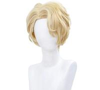 LINLINCD Perruque cosplay HSIU Anime Les dossiers du bijoutier Richard Cosplay Perruque Jewele Richard Ranashinha de Vulpian Courte Bouclée Blond Laiteux Jeune Perruque Richard