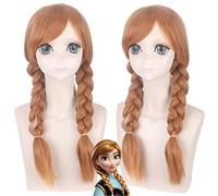 LINLINCD Perruque Cosplay Princesse Anna Perruque Cosplay Longue Queue de Cheval Cheveux Synthétiques Résistant à la Chaleur Halloween Fête Costume Perruques Anime + Perruque Cap