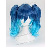 LINLINCD Perruque de base pour adultes - Pour Halloween - Projet Kagerou Enomoto Takane - Bleu - Avec queue de cheval
