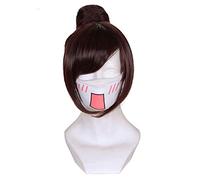LINLINCD Perruque de cosplay - 35 cm - Cheveux synthétiques courts et droits - Overwatch Mei - Avec chignon - Pour femme et fille - Cadeau de Noël