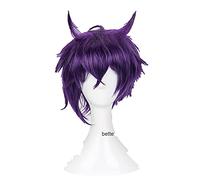 LINLINCD Perruque de cosplay Anime Coser pruik Danse avec le diable Shiki Natsumezaka Cosplay Perruque courte synthétique résistante à la chaleur Violet + bonnet de perruque
