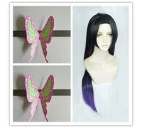LINLINCD Perruque de cosplay Anime Coser Wig Demon Slayer KIMETSU No Yaiba Kochou Kanae Cosplay en cheveux synthétiques résistants à la chaleur + perruque avec perruque papillon