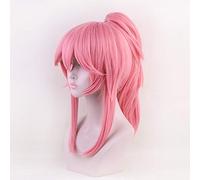 LINLINCD Perruque de cosplay Anime FGO Fate/Grande commande Anime Cosplay Perruque Tamamo No Mae Cheveux synthétiques Costume Perruque Rose avec clip sur queue de cheval