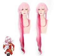 LINLINCD Perruque de cosplay Anime Guilty Couronne Cosplay Yuzuriha Inori Perruque dégradé de couleur longue rose Accessoires Perruque d'Halloween