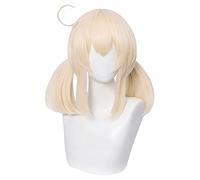 LINLINCD Perruque de cosplay Anime K Game Genshin effet trèfle Ekor Kuda Beige Rambut Sintetis Tahan Sedang Halloween