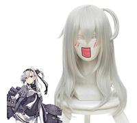 LINLINCD Perruque de cosplay Anime Kantai Collection Suzutsuki - Argentée, blanche, longue, droite, résistante à la chaleur, synthétique, pour Halloween, fête, costume Kuz460A