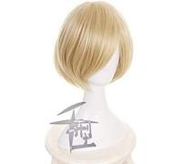 LINLINCD Perruque de cosplay Anime Yuri !!!on Ice Yuri Plisetsky Blonde courte perruque de cosplay résistante à la chaleur Cheveux synthétiques résistants à la chaleur Perruque d'Halloween