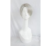 LINLINCD Perruque de cosplay Anime Yuri ! sur la glace Victor Nikiforov Silvery White Wigs Corta CoSplay Party Anime Human Costume Perruque Cheveux synthétiques résistants à la chaleur