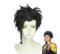 LINLINCD Perruque de cosplay avec emblème du feu de Regan - Costume de cosplay - Noir - Style tressé mixte - Résistant à la chaleur - Perruque + bonnet de perruque