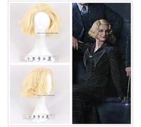 LINLINCD Perruque de cosplay avec filet de cheveux + Fantastic Beasts Queenie Goldstone Wig Queenie Doré Perruque ondulée Cheveux Femme Or Court Wavy Wig Costumes Taille unique Queenie