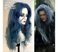 LINLINCD Perruque de cosplay avec film dans la forêt - Magie Forêt-Noire - Sorcière - Cheveux synthétiques longs - Gris et bleu - 70 cm - Pour adulte
