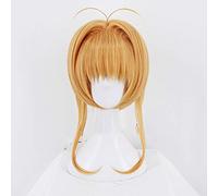LINLINCD Perruque de cosplay CardCaptor Sakura Carte claire Sakura Kinomoto Perruque Cosplay Costume Femmes Résistant à la chaleur Cheveux synthétiques Fête Jeu de rôle Perruques Mz-1238