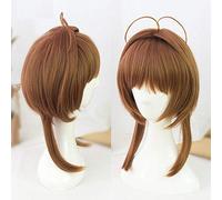 LINLINCD Perruque de cosplay CardCaptor Sakura Kinomoto Sakura - Perruque droite transparente - Cheveux synthétiques pérucas + filet à cheveux